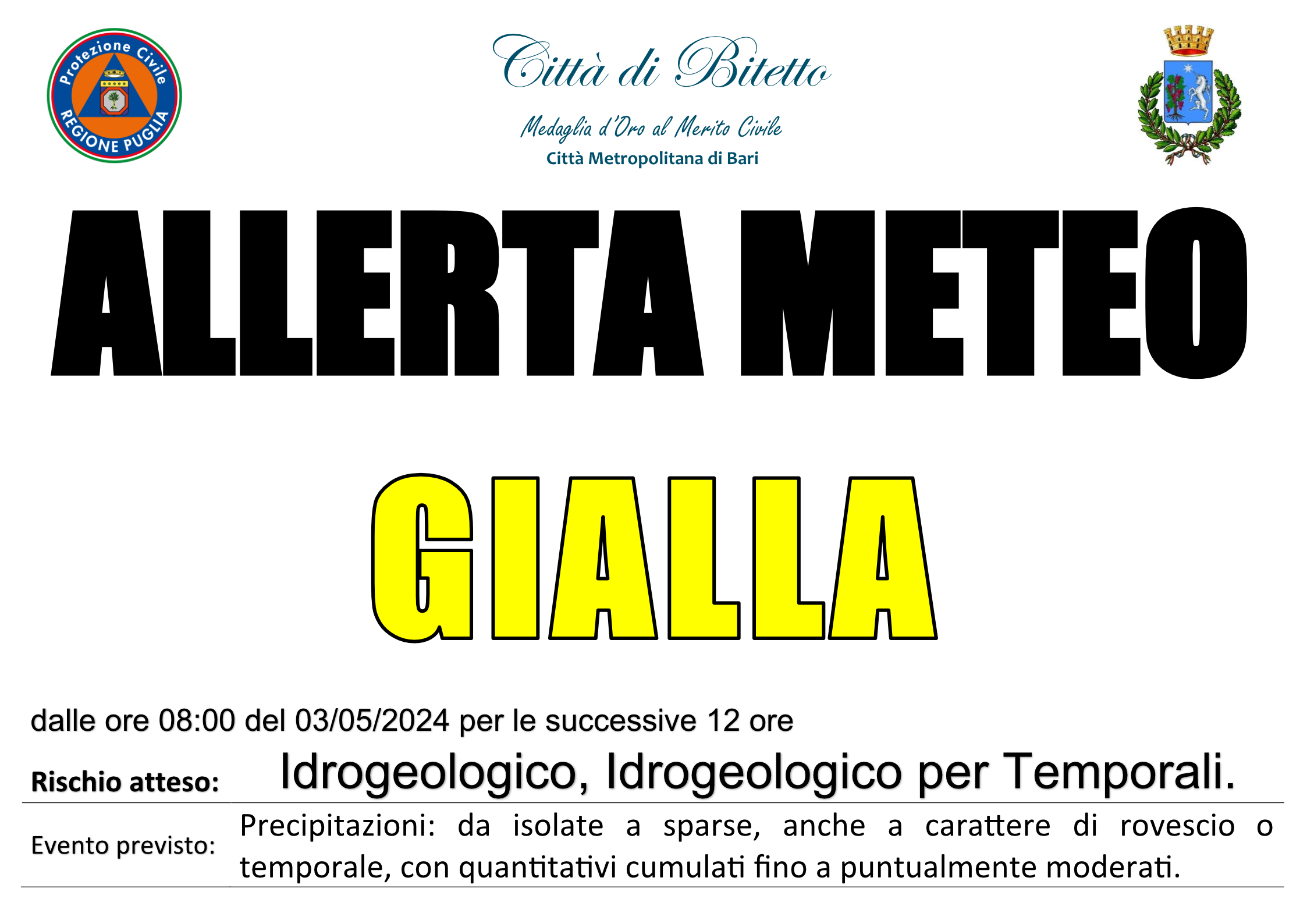 Allerta Meteo - 03/05/2024