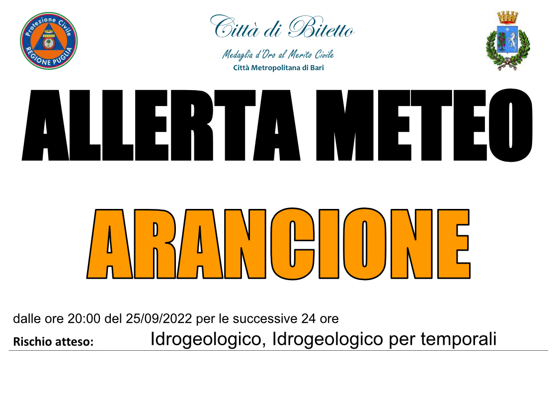 Allerta Meteo - Arancione - Idrogeologico, Idrogeologico per temporali